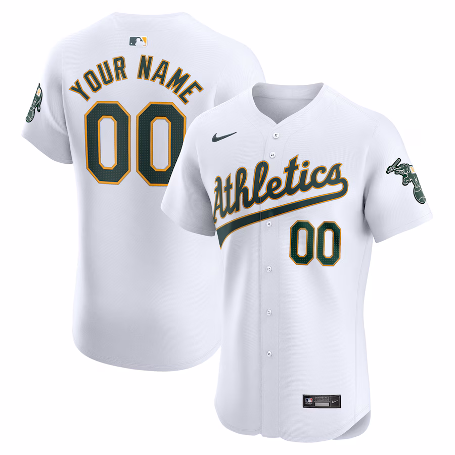 Men's Oakland Athletics Nike White Home Elite Custom Jersey - ujerseystore