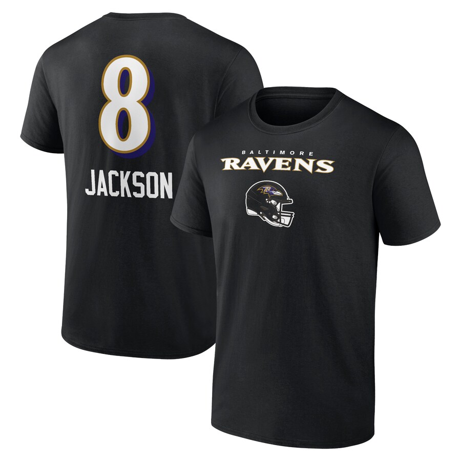 Men's Baltimore Ravens Lamar Jackson Black Team Wordmark Name & Number T-Shirt - ujerseystore