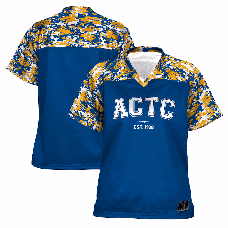 Women's ProSphere  Blue Ashland Community and Technical College Camo Football Jersey - ujerseystore
