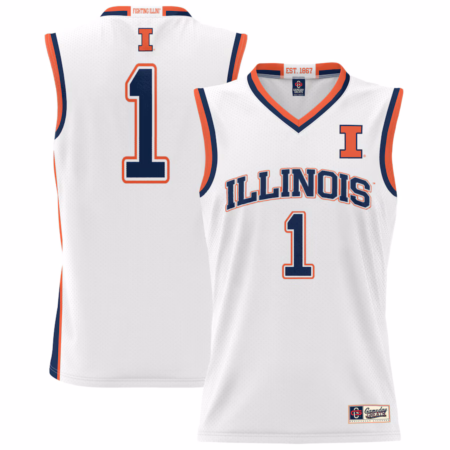 #1 Illinois Fighting Illini GameDay Greats Youth Lightweight Basketball Jersey - White - ujerseystore