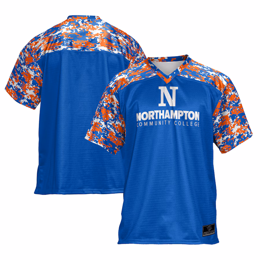Youth ProSphere Blue Northampton Community College Spartans Camo Football Jersey - ujerseystore