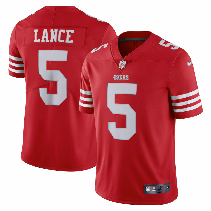 Men's San Francisco 49ers Trey Lance Nike Scarlet Vapor Limited Jersey - ujerseystore