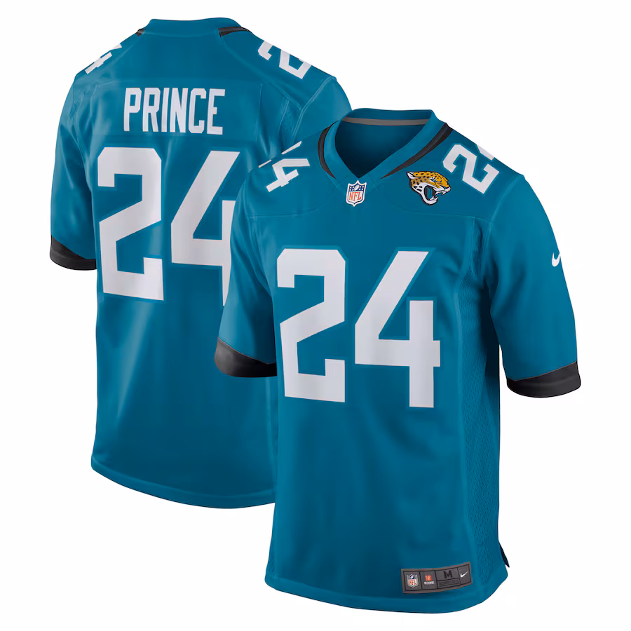 Men's Jacksonville Jaguars De’Antre Prince Nike Teal Team Game Jersey - ujerseystore