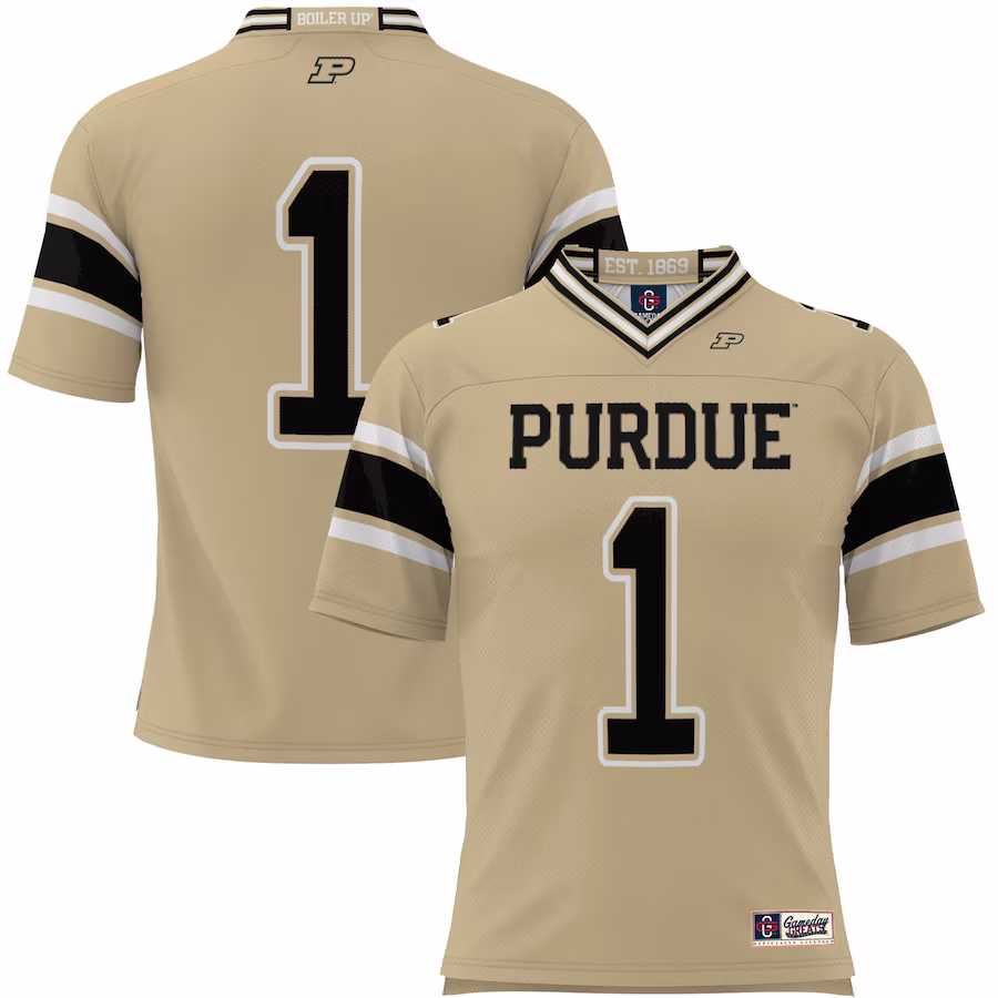 #1 Purdue Boilermakers GameDay Greats Youth Endzone Football Jersey - Gold - ujerseystore