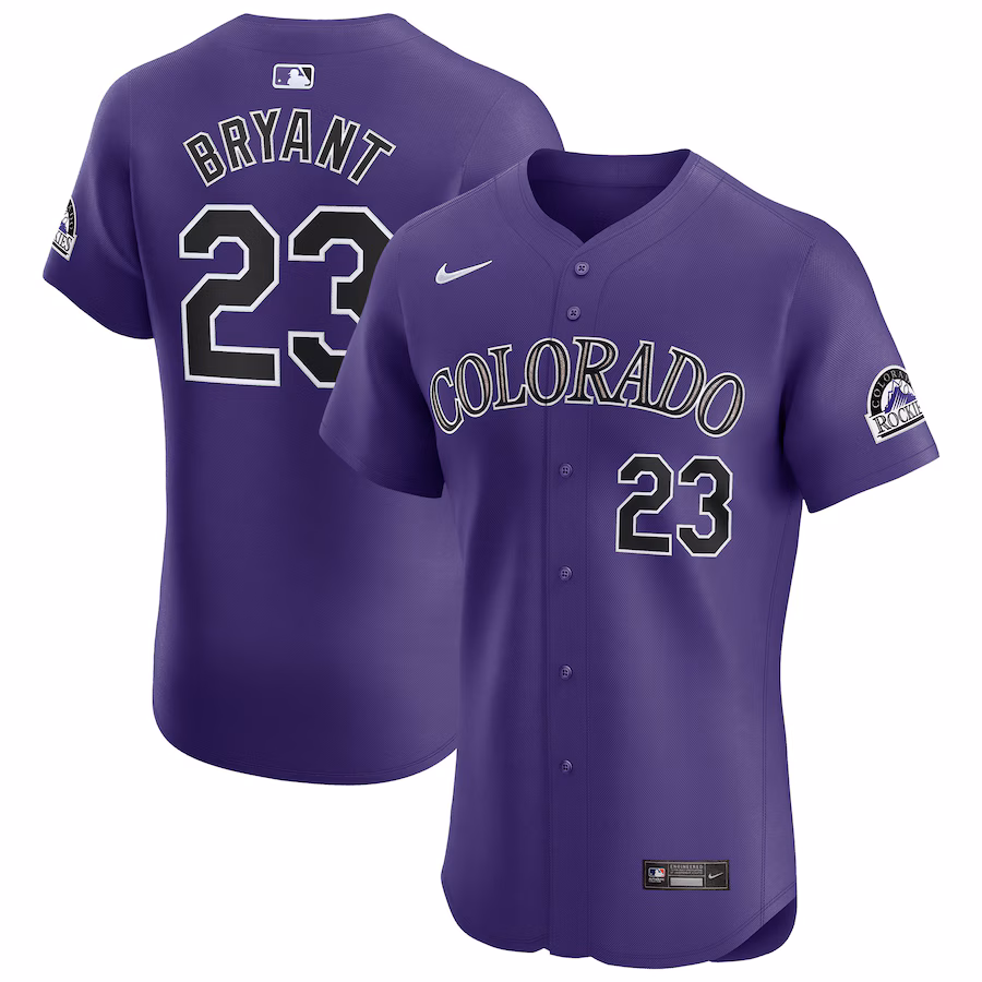 Men's Colorado Rockies Kris Bryant Nike Purple Alternate Elite Player Jersey - ujerseystore