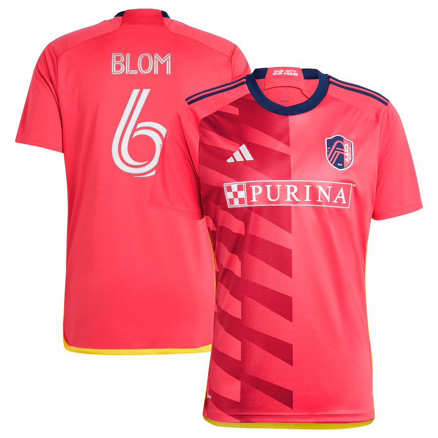 Men's St. Louis City SC Njabulo Blom adidas Red 2023 CITY Kit Replica Jersey - ujerseystore