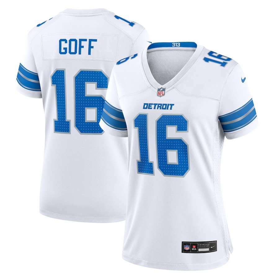 Women's Detroit Lions Jared Goff Nike White Game Jersey - ujerseystore