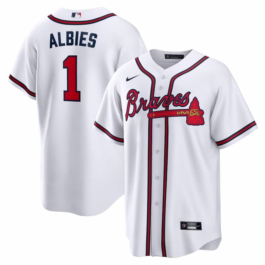 Men's Atlanta Braves Ozzie Albies Nike White Home Replica Player Name Jersey - ujerseystore