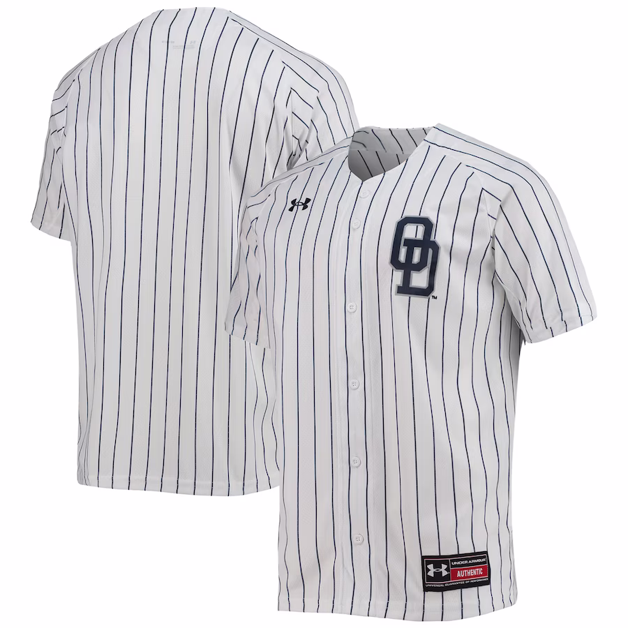 Old Dominion Monarchs Under Armour Pinstripe Replica Baseball Jersey - White - ujerseystore