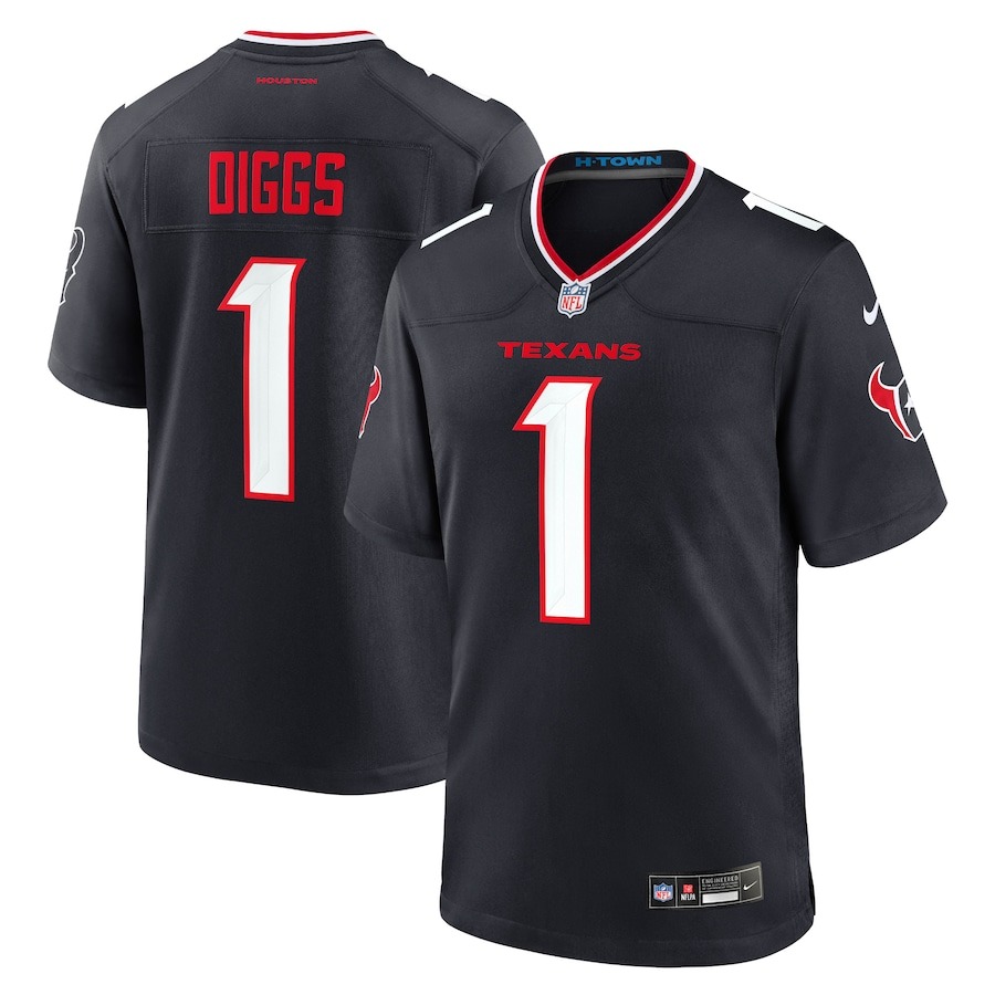 Men's Houston Texans Stefon Diggs Nike Navy Game Jersey - ujerseystore