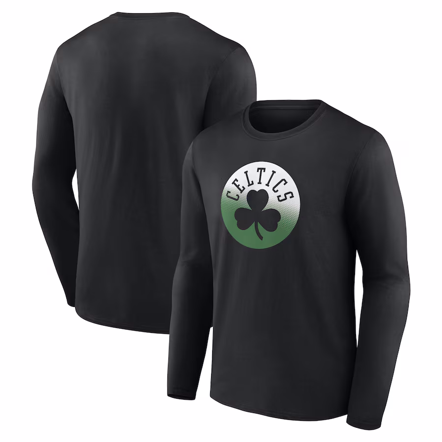 Men's Boston Celtics Black Gradient Logo Long Sleeve T-Shirt - ujerseystore