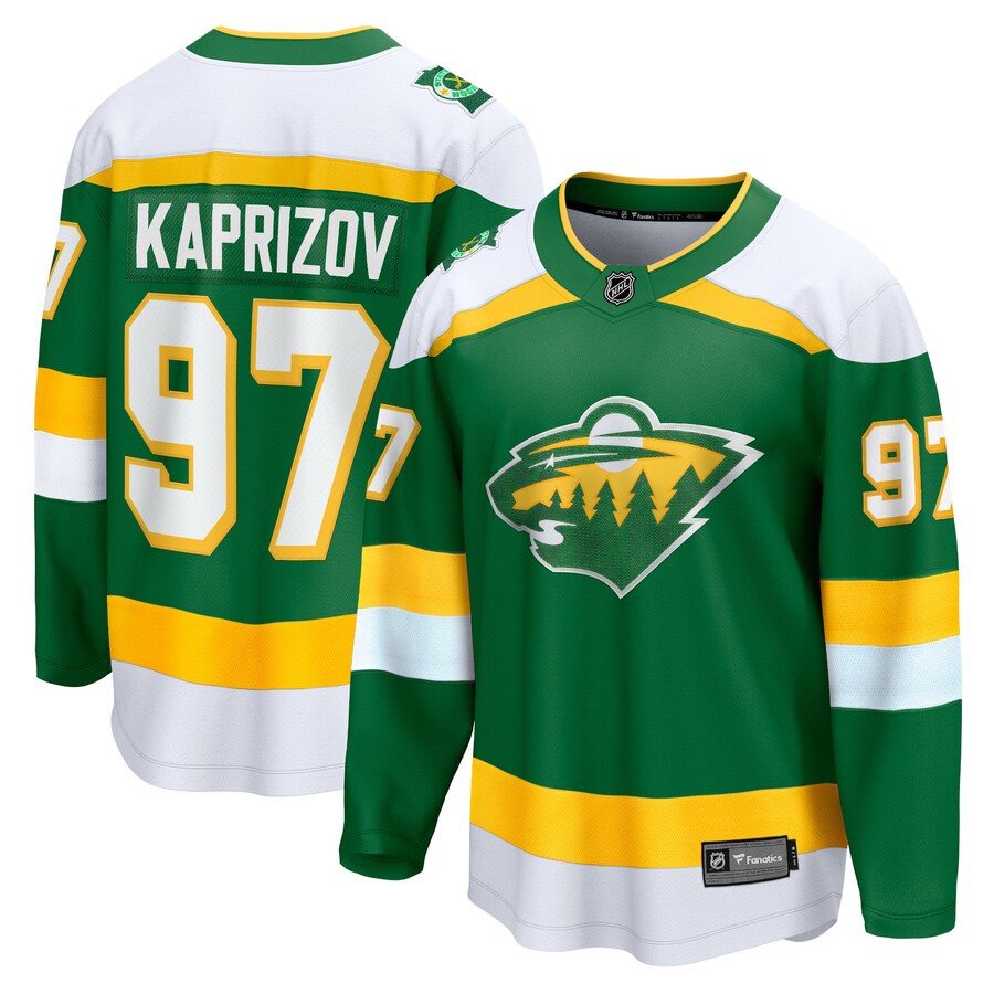 Men's Minnesota Wild Kirill Kaprizov Fanatics Branded Green 2023/24 Alternate Premier Breakaway Player Jersey - ujerseystore