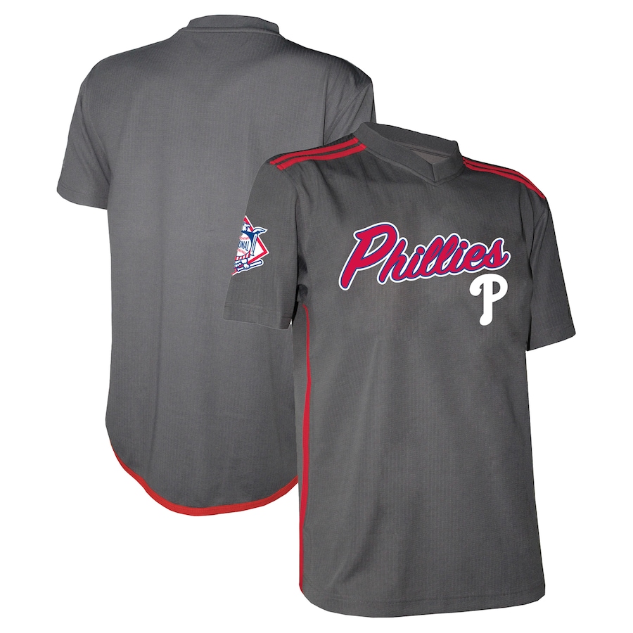 Men's  Philadelphia Phillies Stitches Charcoal Team V-Neck Jersey - ujerseystore