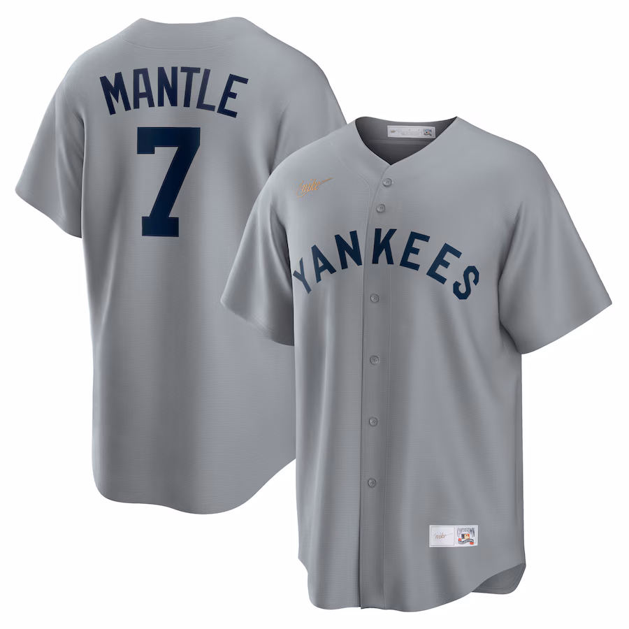 Men's New York Yankees Mickey Mantle Nike Gray Road Cooperstown Collection Player Jersey - ujerseystore