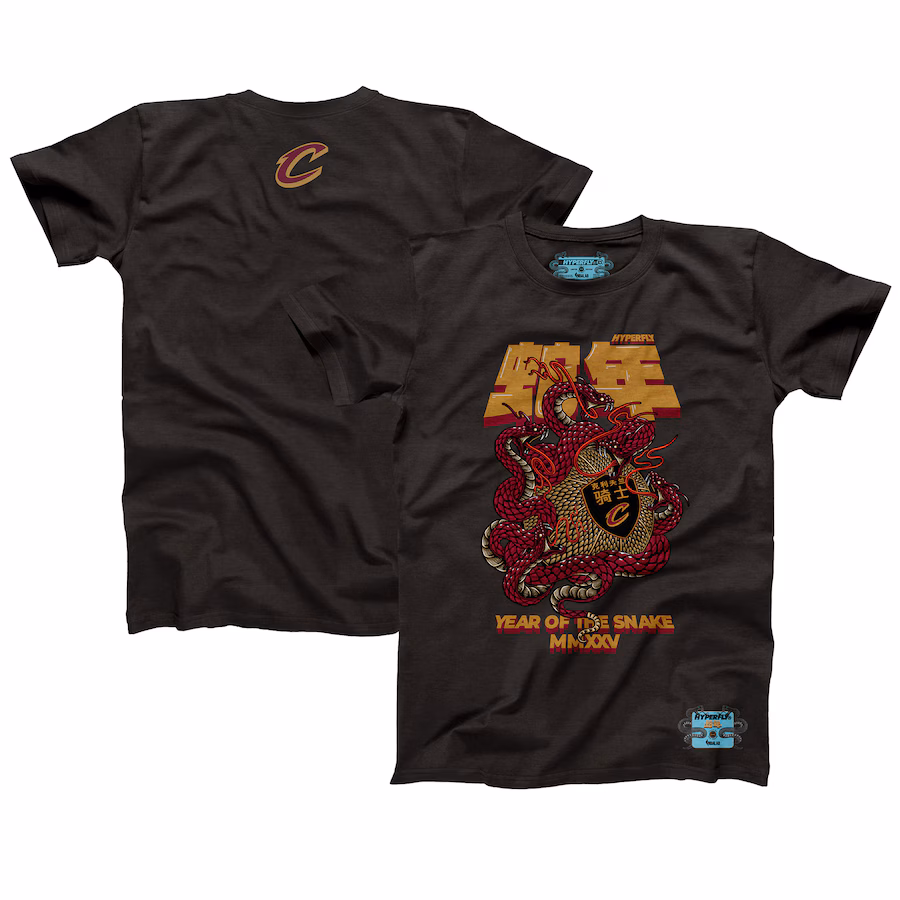 Unisex Cleveland Cavaliers NBALab x Hyperfly Heather Black Year of the Snake Lunar New Year Collection T-Shirt - ujerseystore
