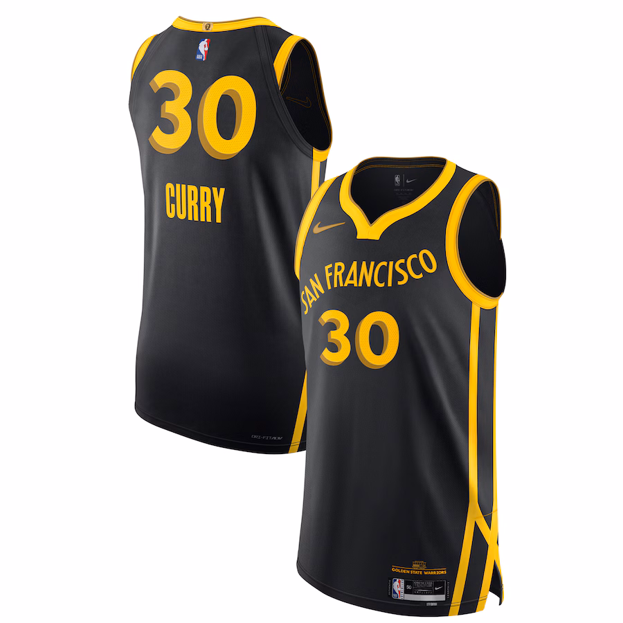 Men's Golden State Warriors Stephen Curry Nike Black  Authentic Jersey - City Edition - ujerseystore