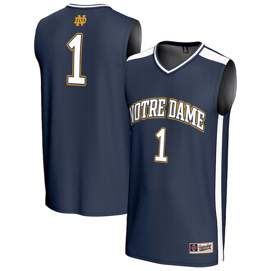 Youth GameDay Greats #1 Navy Notre Dame Fighting Irish Lightweight Collegiate Basketball Fashion Jersey - ujerseystore