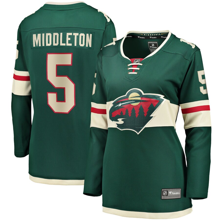 Women's Minnesota Wild Jake Middleton Fanatics Branded Green Home Breakaway Player Jersey - ujerseystore