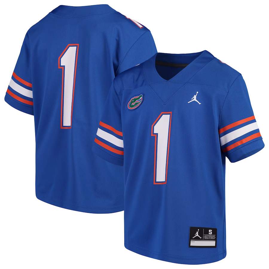 #1 Florida Gators Jordan Brand Youth Team Replica Football Jersey - Royal - ujerseystore