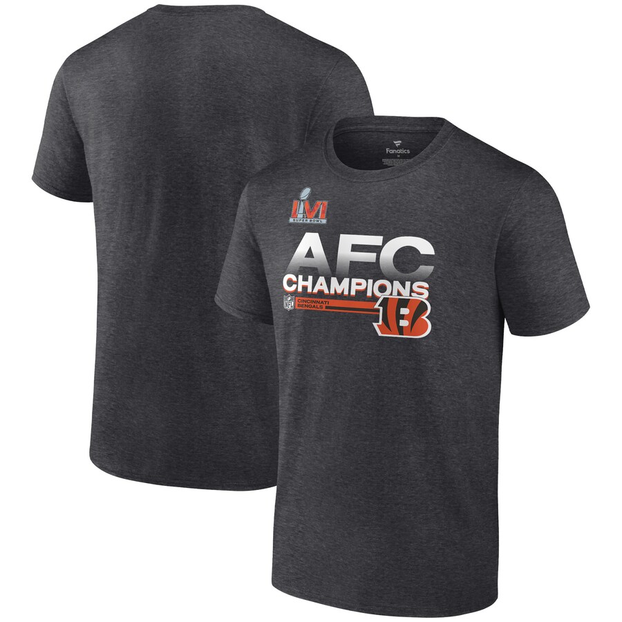 Men's Cincinnati Bengals Fanatics Heathered Charcoal 2021 AFC Champions Locker Room Trophy Collection T-Shirt - ujerseystore