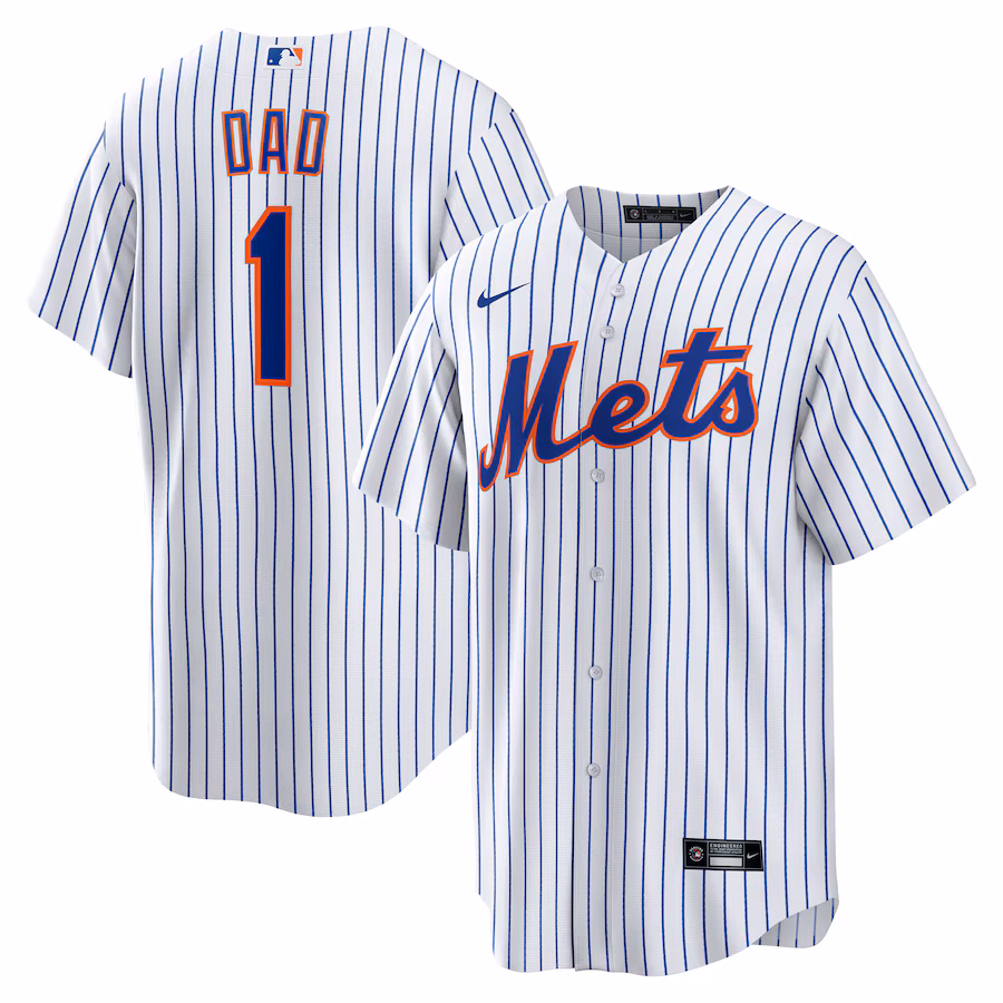 Men's New York Mets Nike White #1 Dad Home Replica Jersey - ujerseystore