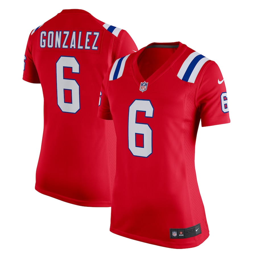 Women's New England Patriots Christian Gonzalez Nike Red Alternate Team Game Jersey - ujerseystore
