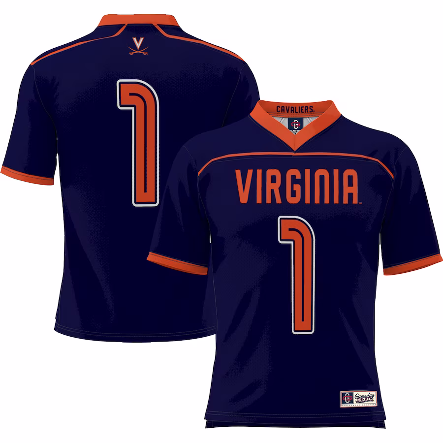 #1 Virginia Cavaliers GameDay Greats Youth Men's Lacrosse Lightweight Fashion Jersey - Navy - ujerseystore