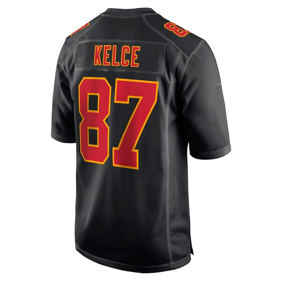 Men's Kansas City Chiefs Travis Kelce Nike Black Super Bowl LVIII Carbon Fashion Game Player Jersey - ujerseystore