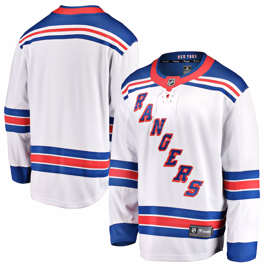 Youth New York Rangers Fanatics White Away Breakaway Jersey - ujerseystore