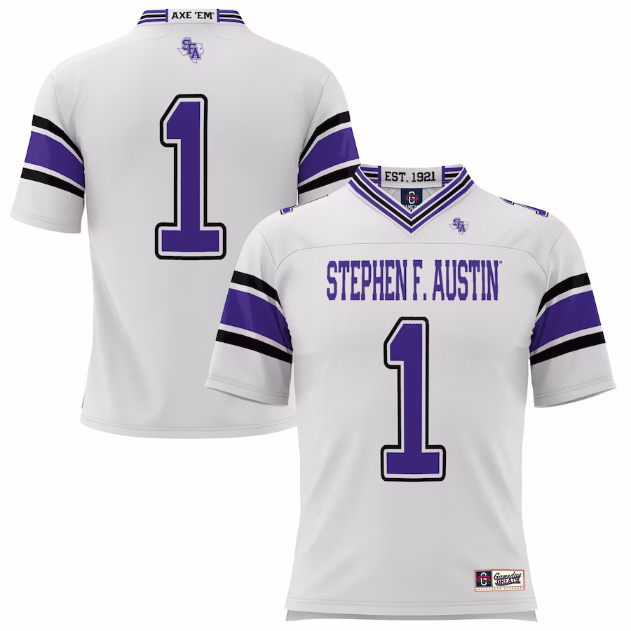 #1 Stephen F Austin Lumberjacks GameDay Greats Endzone Football Jersey - White - ujerseystore