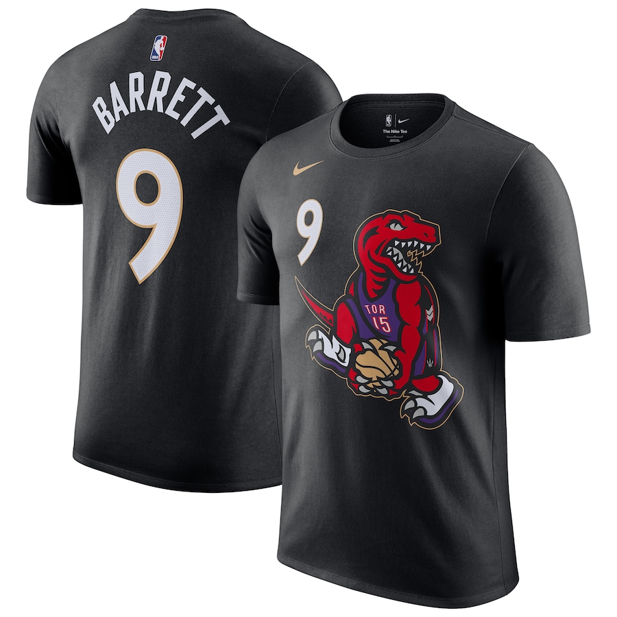 Men's Toronto Raptors RJ Barrett Nike Black 2024/25 City Edition Name & Number T-Shirt - ujerseystore