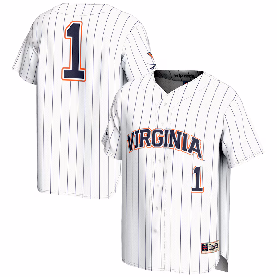 Youth GameDay Greats #1 White Virginia Cavaliers Lightweight Baseball Jersey - ujerseystore