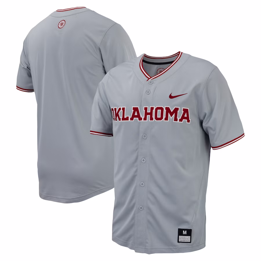 Oklahoma Sooners Nike Replica Full-Button Baseball Jersey - Gray - ujerseystore