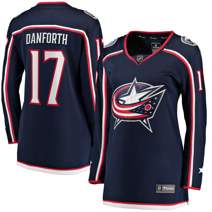 Women's Columbus Blue Jackets Justin Danforth Fanatics Branded Navy Home Breakaway Player Jersey - ujerseystore