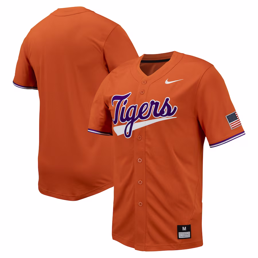 Clemson Tigers Nike Replica Full-Button Baseball Jersey - Orange - ujerseystore