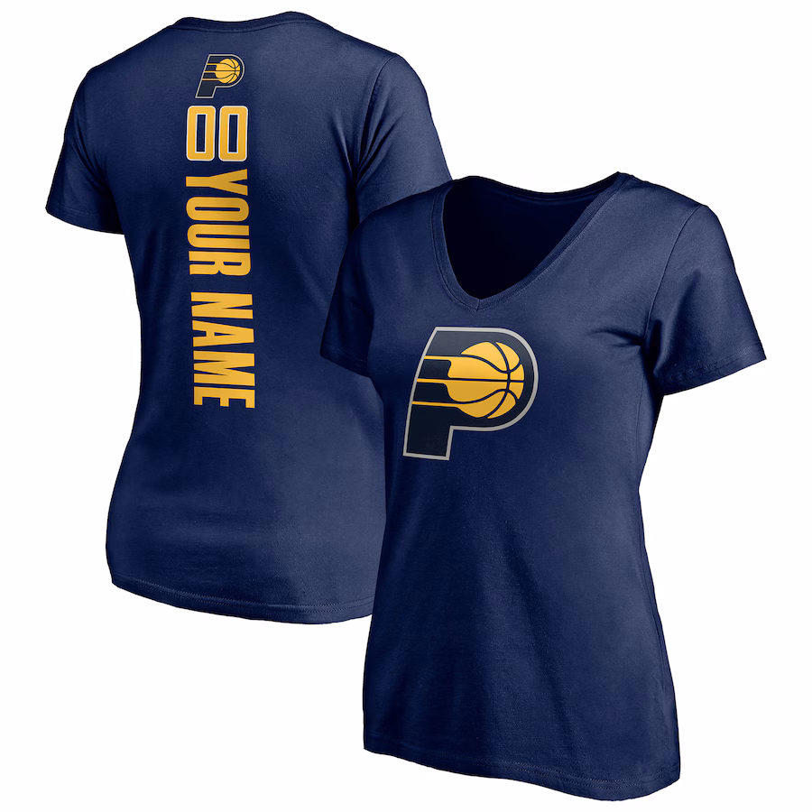 Women's Indiana Pacers Navy Playmaker Personalized Name & Number V-Neck T-Shirt - ujerseystore