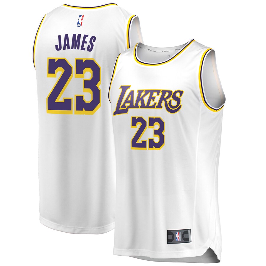 Men's Los Angeles Lakers LeBron James Fanatics White 2018/19 Fast Break Replica Jersey - Association Edition - ujerseystore