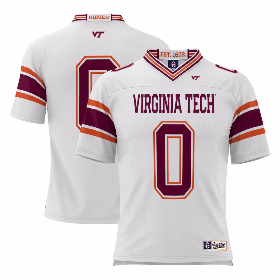 #0 Virginia Tech Hokies GameDay Greats Youth Football Jersey - White - ujerseystore