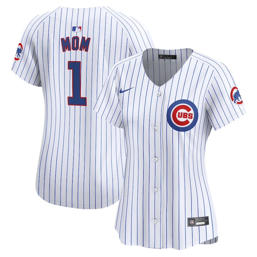 Women's Chicago Cubs Nike White #1 Mom Home Limited Jersey - ujerseystore