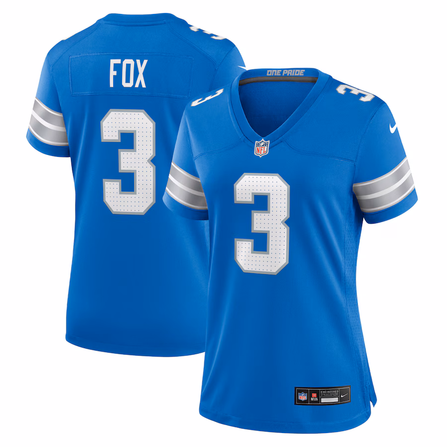 Women's Detroit Lions Jack Fox Nike Blue Team Game Jersey - ujerseystore