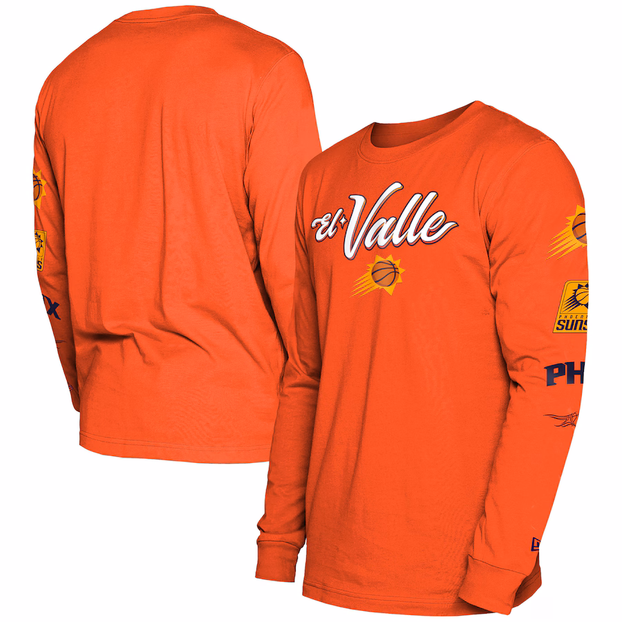 Men's Phoenix Suns New Era Orange 2023/24 City Edition Long Sleeve T-Shirt - ujerseystore