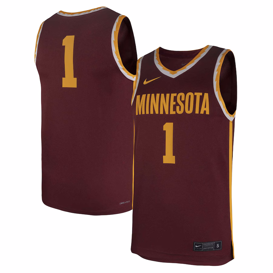 Men's Nike #1 Maroon Minnesota Golden Gophers Team Replica Basketball Jersey - ujerseystore