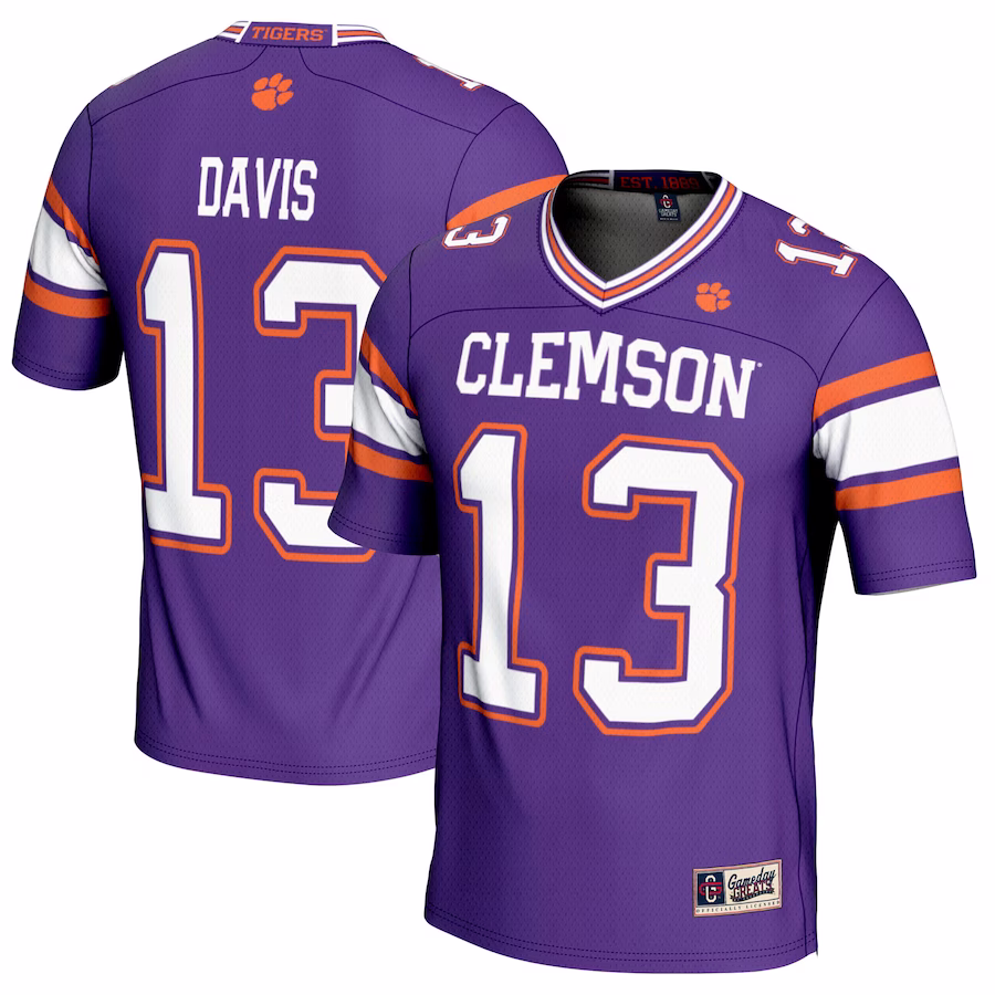 Tyler Davis Clemson Tigers GameDay Greats NIL Player Football Jersey - Purple - ujerseystore