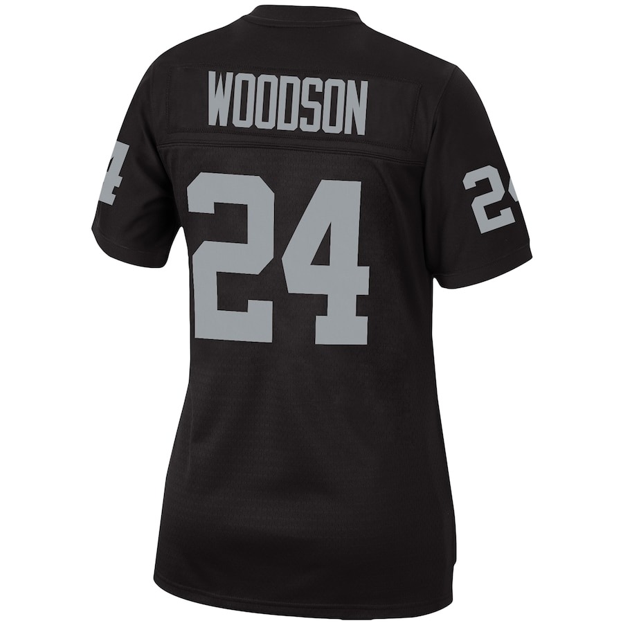 Women's Las Vegas Raiders Charles Woodson Mitchell & Ness Black Legacy Replica Team Jersey - ujerseystore