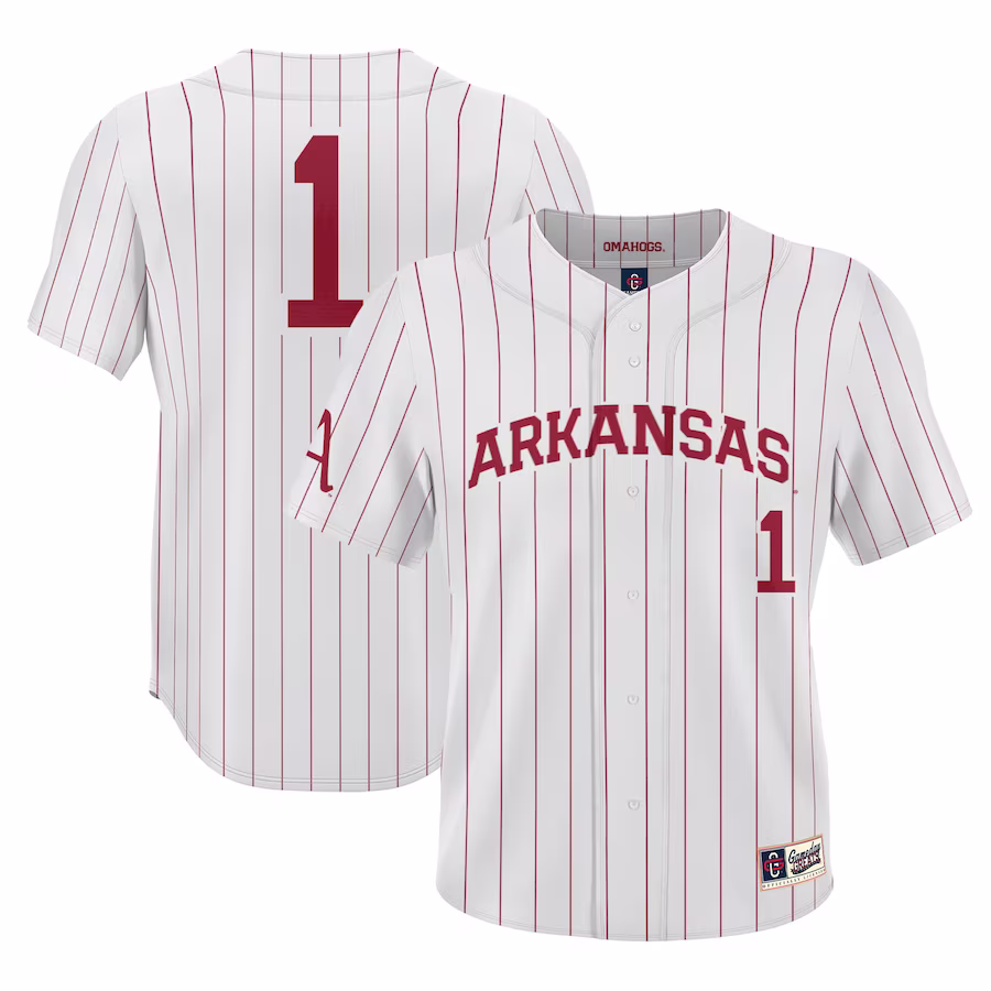 #1 Arkansas Razorbacks GameDay Greats Lightweight Baseball Jersey - White - ujerseystore