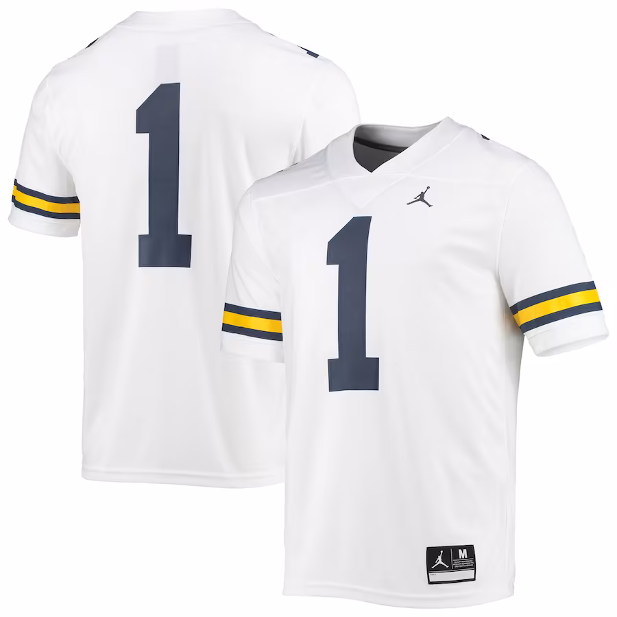 #1 Michigan Wolverines Jordan Brand Game Jersey - White - ujerseystore