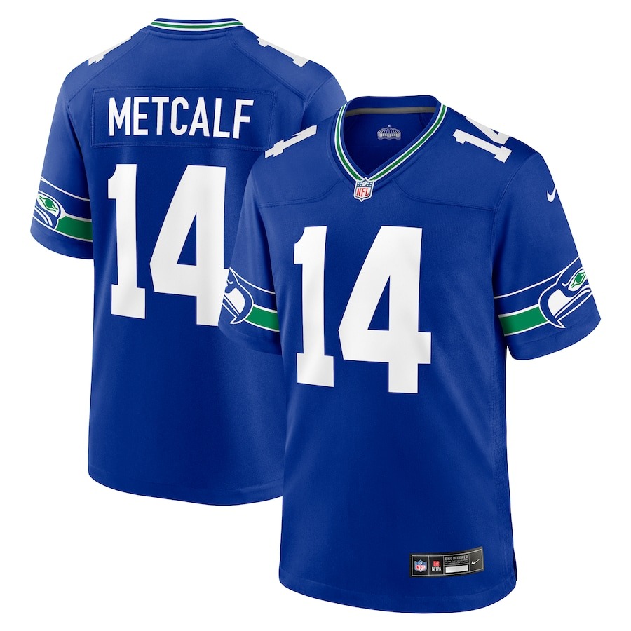 Men's Seattle Seahawks DK Metcalf Nike Royal Throwback Player Game Jersey - ujerseystore