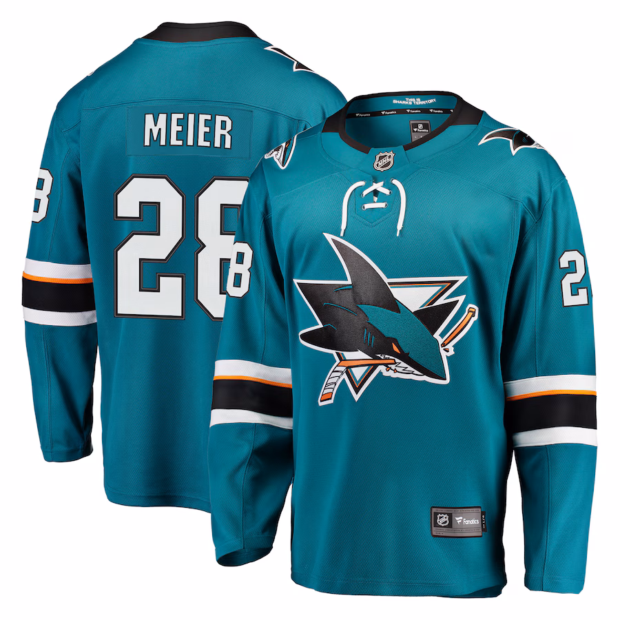 Men's San Jose Sharks Timo Meier Fanatics Teal Home Premier Breakaway Player Jersey - ujerseystore
