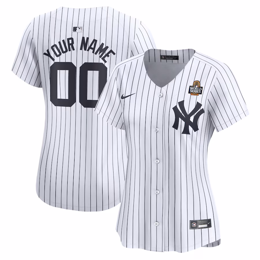 Women's New York Yankees Nike White 2024 World Series Home Custom Limited Jersey - ujerseystore