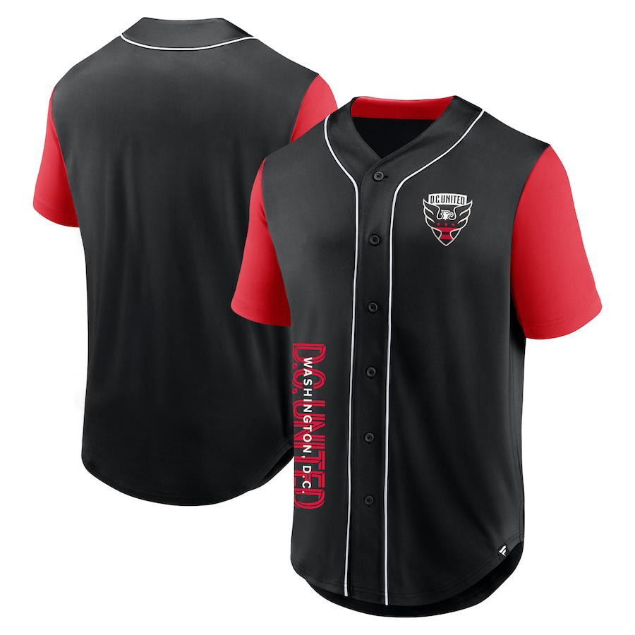 Men's D.C. United Fanatics Black Balance Fashion Baseball Jersey - ujerseystore